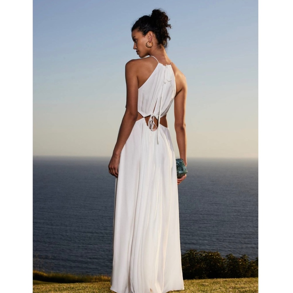 Cult Gaia Aphrodite Silk Cut-Out Off-White Halterneck Maxi Gown / Dress size M - Picture 4 of 16